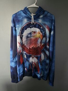 Men's Blue Eagle Graphic Hoodie Sweatshirt